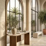 Modern Polywood Console Table with Wooden Legs