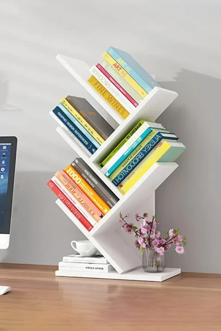 Minimalist Wooden Tree Bookcase Storage Rack