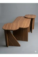 Minimalist Black Brown Wooden Coffee Table - Image 4