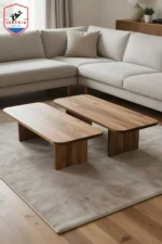Minimalist Black Brown Wooden Coffee Table - Image 3