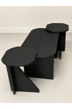Modern Black Brown Minimalist Coffee Table - Image 4