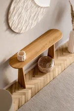 Modern Oak Finish Entryway Console Table - Image 2