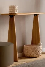 Modern Oak Finish Entryway Console Table - Image 3