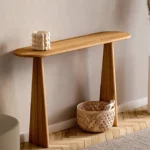 Modern Oak Finish Entryway Console Table