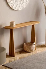 Modern Oak Finish Entryway Console Table
