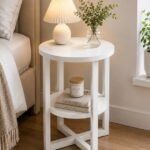 Modern Round Table Storage White