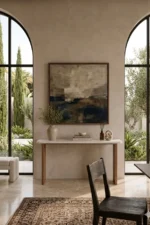 White Top Brown Plywood Console Table - Image 3