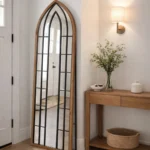 Arched Full Length Floor Mirror Wooden Frame