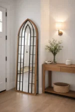 Arched Full Length Floor Mirror Wooden Frame
