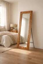Full Length Scalloped Wooden Floor Mirror