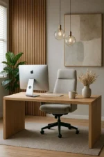 Modern Brown Polywood Office Desk - Image 2