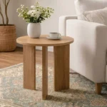 Modern Round Coffee Table with Oak Legs