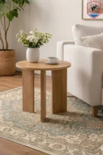 Modern Round Coffee Table with Oak Legs
