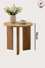 Modern Round Coffee Table with Oak Legs - Image 2