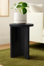 Modern Geometric Wooden Side Table Black - Image 2