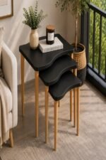 Luna Wave Nesting Table Black - Image 2