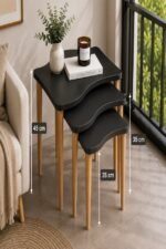 Luna Wave Nesting Table Black - Image 3