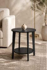 Luna Round Side Table with Lower Shelf