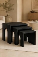 Modern 3-Piece MDF Nesting Tables – White Top, Black Base - Image 5