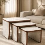 Modern 3-Piece MDF Nesting Tables – White Top, Black Base