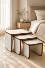 Modern 3-Piece MDF Nesting Tables – White Top, Black Base - Image 2