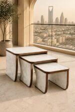 Modern 3-Piece MDF Nesting Tables – White Top, Black Base - Image 3