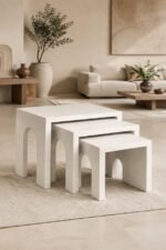 Modern 3-Piece MDF Nesting Tables – White Top, Black Base - Image 9