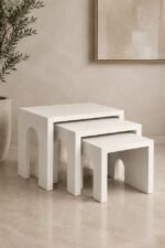 Modern 3-Piece MDF Nesting Tables – White Top, Black Base - Image 11