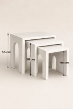 Modern 3-Piece MDF Nesting Tables – White Top, Black Base - Image 12