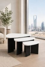 Modern 3-Piece MDF Nesting Tables – White Top, Black Base - Image 3